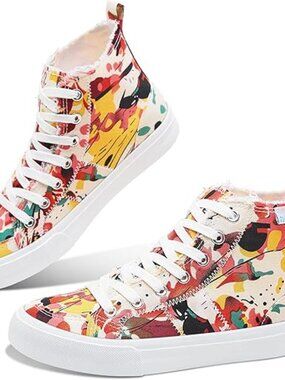 Unisex High Top Canvas Sneakers | Mid-Calf Lace-Up Washed Shoes